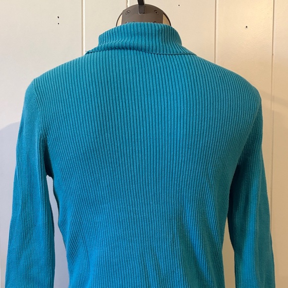 Ralph Lauren Turquoise Ribbed Turtleneck Sweater - Picture 4 of 6